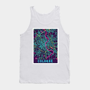 Cologne Neon City Map, Cologne Minimalist City Map Art Print Tank Top